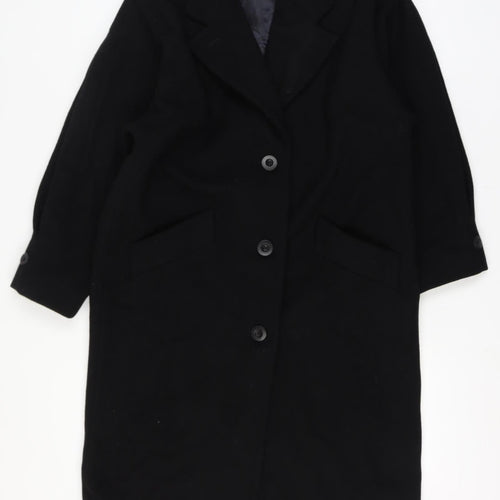 Prima Lana Women’s Black UK 16 Wool Long Overcoat Collared
