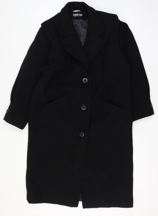 Prima Lana Women’s Black UK 16 Wool Long Overcoat Collared
