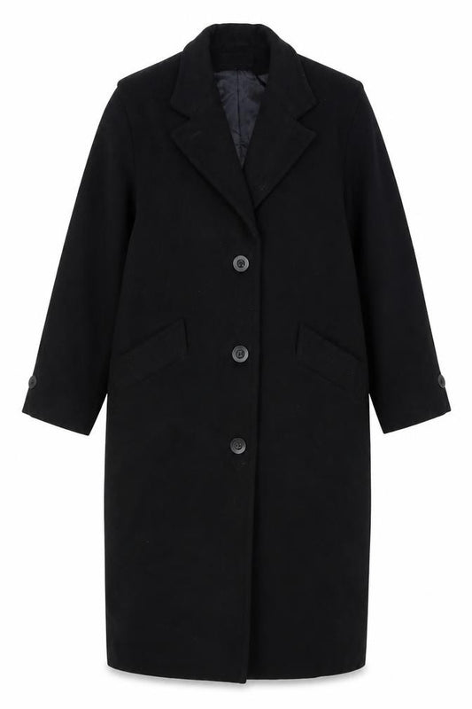 Prima Lana Women’s Black UK 16 Wool Long Overcoat Collared