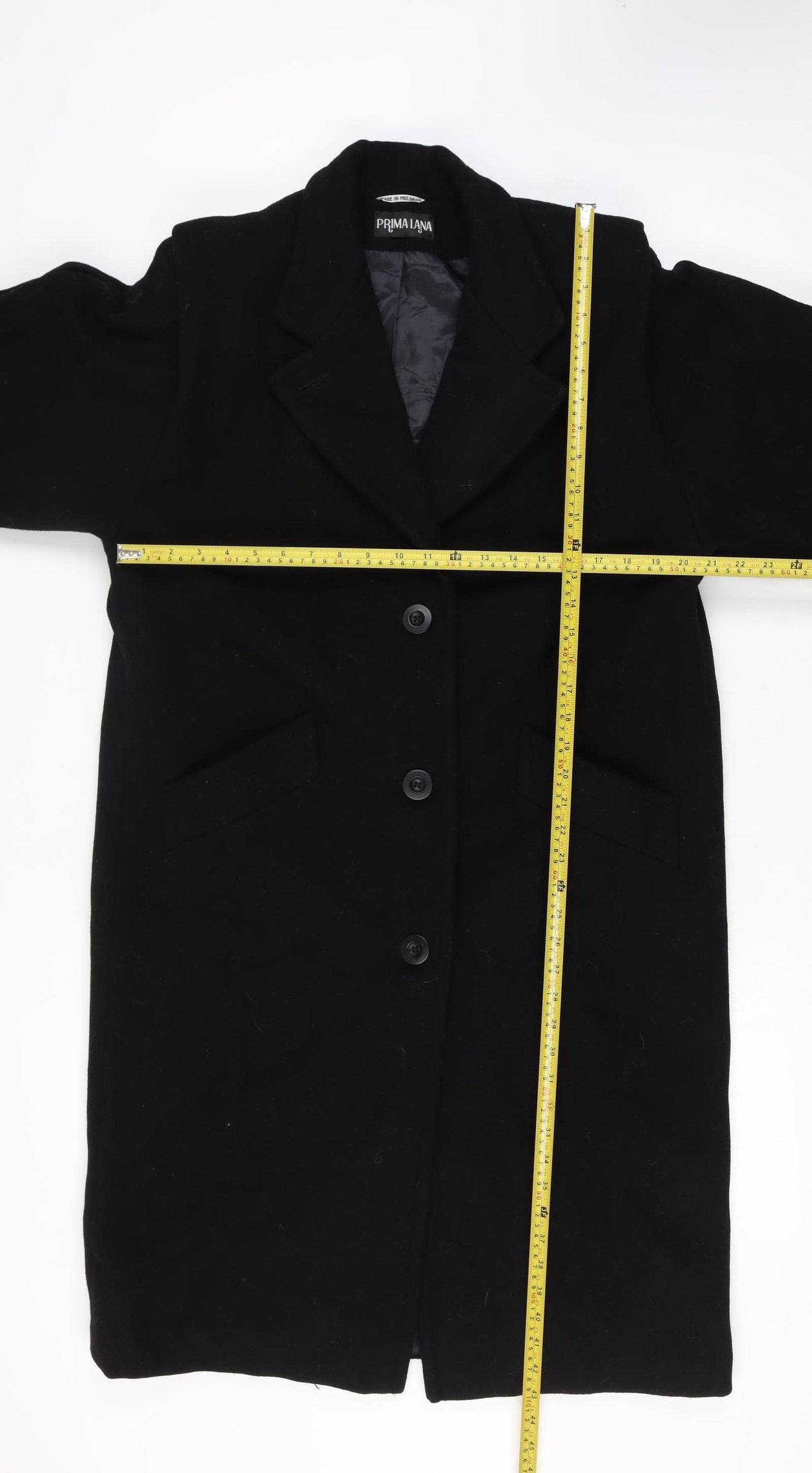 Prima Lana Women’s Black UK 16 Wool Long Overcoat Collared