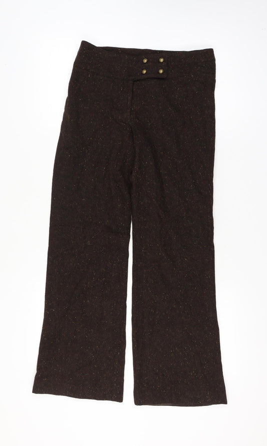 Simply Manakin Women’s Brown Size 8-10 Wool Blend Flared Lined Trousers