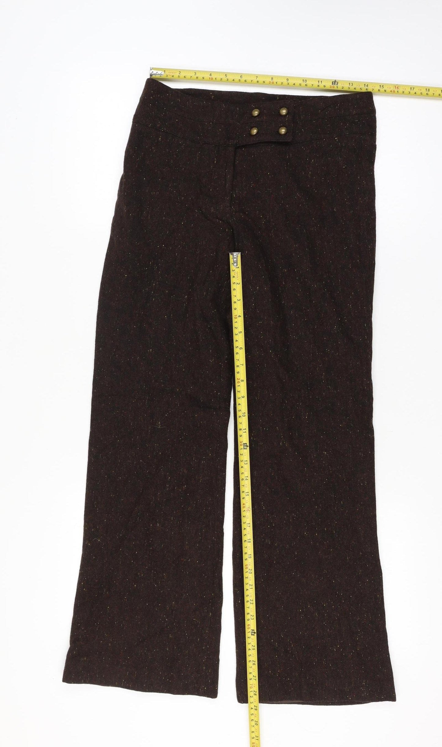 Simply Manakin Women’s Brown Size 8-10 Wool Blend Flared Lined Trousers