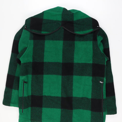 Johnson Woolen Mills Mens Chest 46 Green Black Check Wool Hooded Jacket