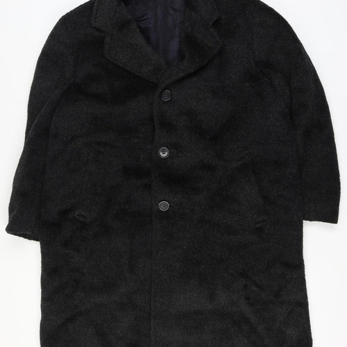 Tornaco Men’s Black Chest 46 Vintage Long Overcoat Single Breasted