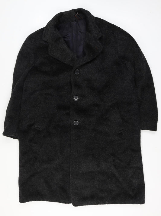 Tornaco Men’s Black Chest 46 Vintage Long Overcoat Single Breasted