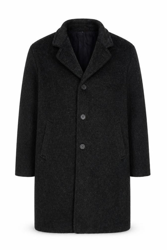 Tornaco Men’s Black Chest 46 Vintage Long Overcoat Single Breasted