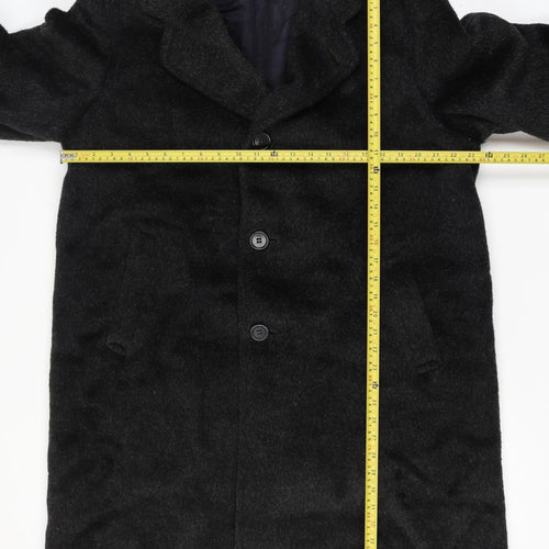 Tornaco Men’s Black Chest 46 Vintage Long Overcoat Single Breasted