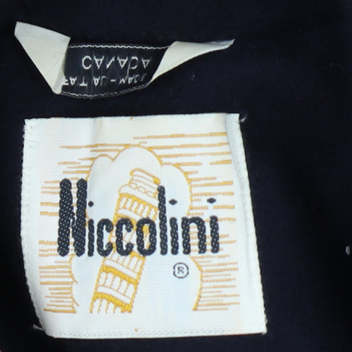 Niccolini Women Size 16-18 Black Long Wool Blend Fur Trim Overcoat Size Unlabelled