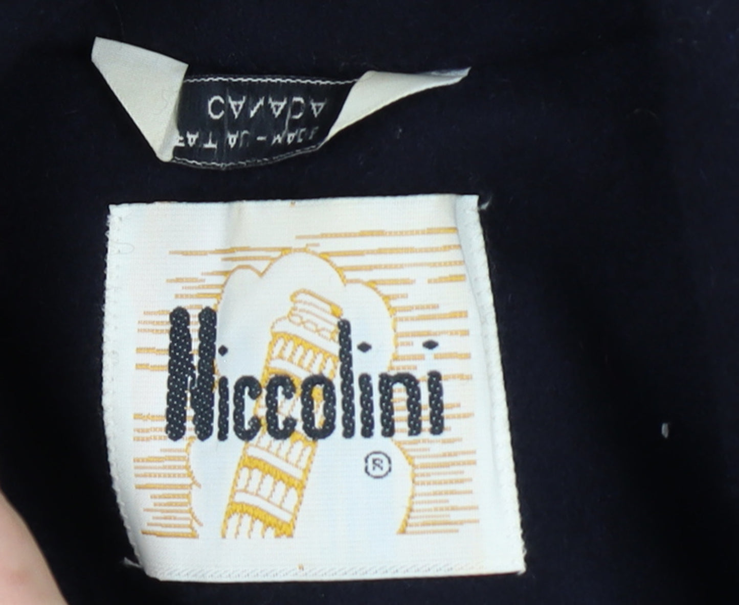 Niccolini Women Size 16-18 Black Long Wool Blend Fur Trim Overcoat Size Unlabelled
