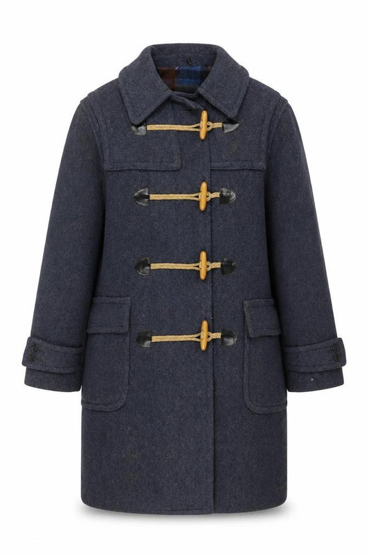 Convoy Check Size 14Womens Navy Mid-Length Toggle Overcoat