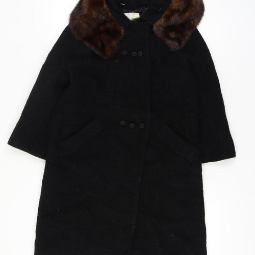 Dayton's Women’s Size 12 Black Long Vintage Fur Collar Overcoat