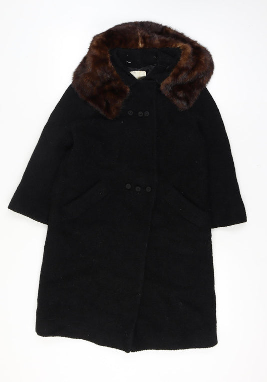 Dayton's Women’s Size 12 Black Long Vintage Fur Collar Overcoat