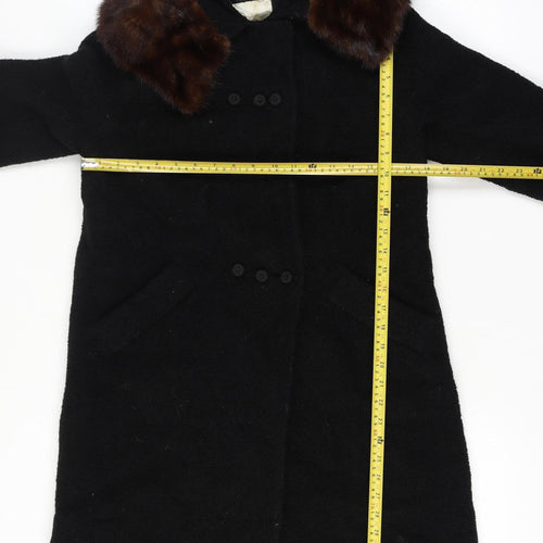 Dayton's Women’s Size 12 Black Long Vintage Fur Collar Overcoat