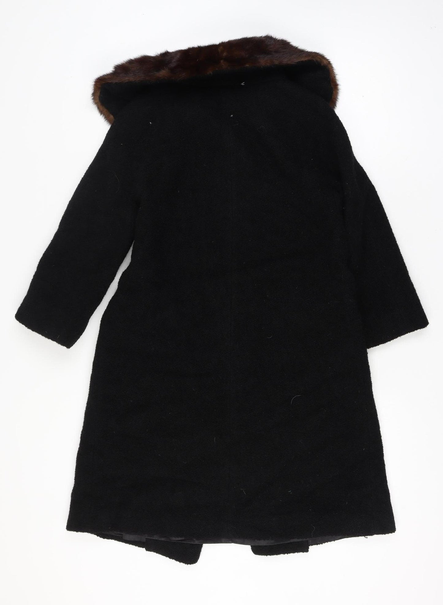 Dayton's Women’s Size 12 Black Long Vintage Fur Collar Overcoat
