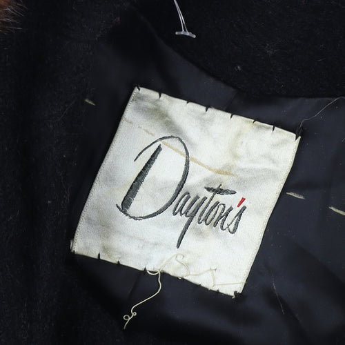 Dayton's Women’s Size 12 Black Long Vintage Fur Collar Overcoat
