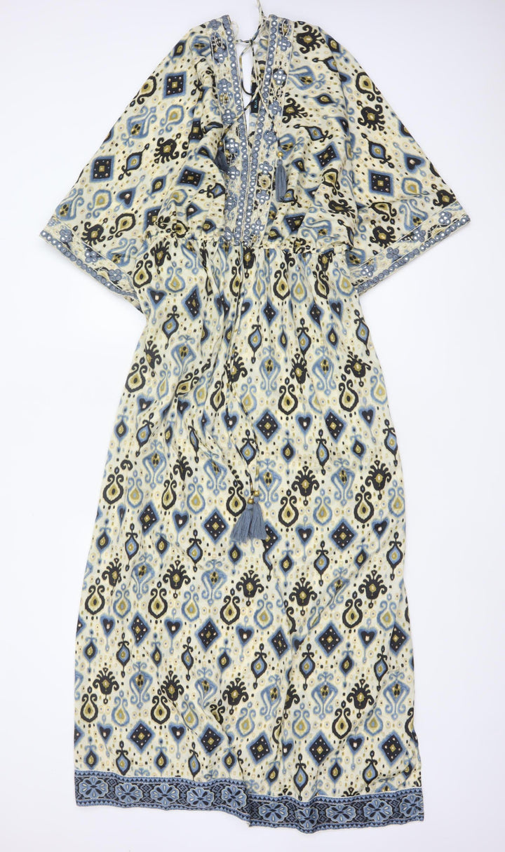 Blue Vanilla Women’s Multicoloured M Boho Geometric Kaftan Maxi Dress