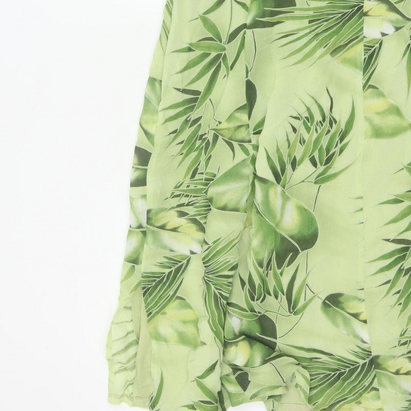 Nienhaus & Lotz Women Green UK 12 A-Line Tropical Chiffon Maxi Dress