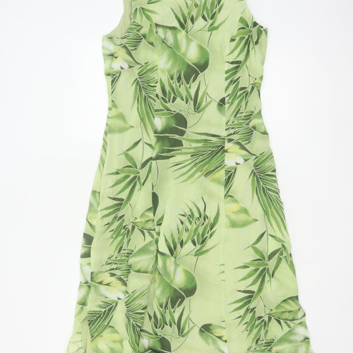 Nienhaus & Lotz Women Green UK 12 A-Line Tropical Chiffon Maxi Dress