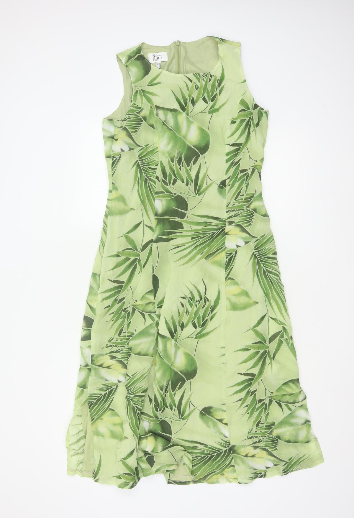 Nienhaus & Lotz Women Green UK 12 A-Line Tropical Chiffon Maxi Dress