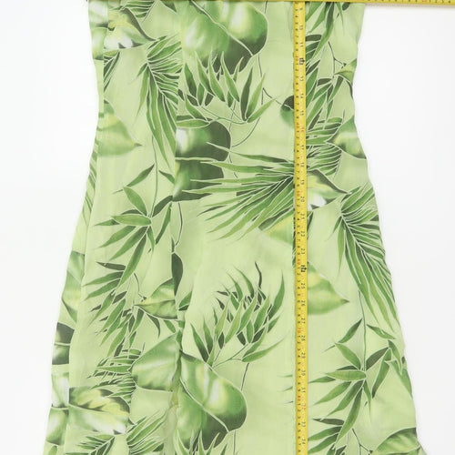 Nienhaus & Lotz Women Green UK 12 A-Line Tropical Chiffon Maxi Dress