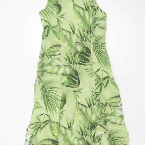 Nienhaus & Lotz Women Green UK 12 A-Line Tropical Chiffon Maxi Dress