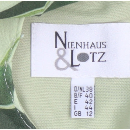 Nienhaus & Lotz Women Green UK 12 A-Line Tropical Chiffon Maxi Dress