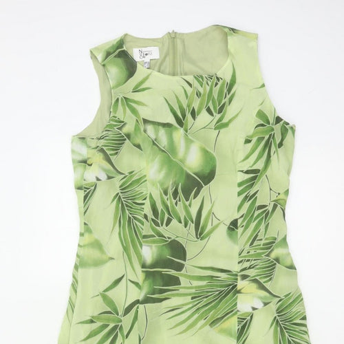 Nienhaus & Lotz Women Green UK 12 A-Line Tropical Chiffon Maxi Dress