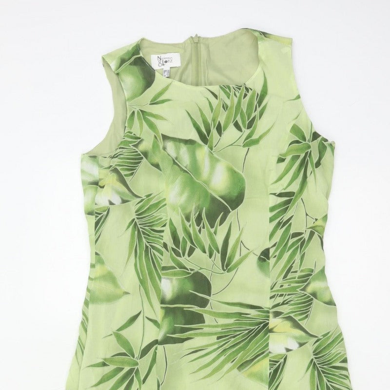 Nienhaus & Lotz Women Green UK 12 A-Line Tropical Chiffon Maxi Dress