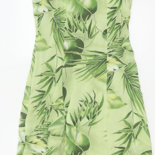 Nienhaus & Lotz Women Green UK 12 A-Line Tropical Chiffon Maxi Dress