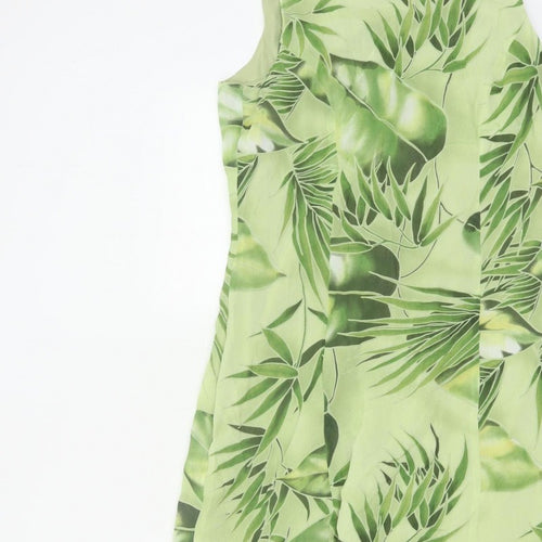 Nienhaus & Lotz Women Green UK 12 A-Line Tropical Chiffon Maxi Dress