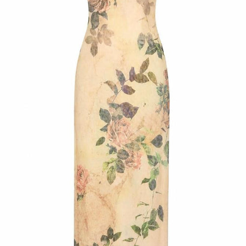Mars The Label Women Beige Floral UK 4 Strapless Maxi Bodycon Dress