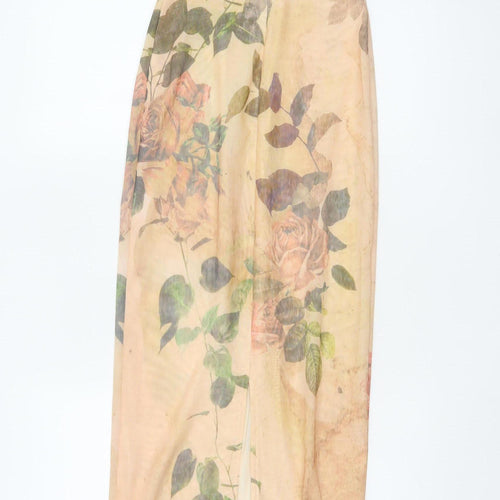 Mars The Label Women Beige Floral UK 4 Strapless Maxi Bodycon Dress