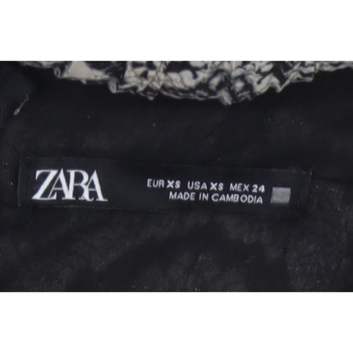 Zara Women Grey Snake Print Cut Out Maxi Dress XS Bell Sleeve