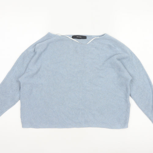Vero Moda Women Blue S Boat Neck 3/4 Sleeve Fine Knit Pullover Jumper