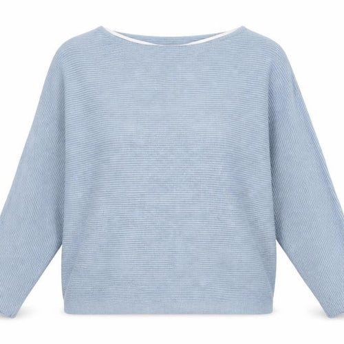 Vero Moda Women Blue S Boat Neck 3/4 Sleeve Fine Knit Pullover Jumper