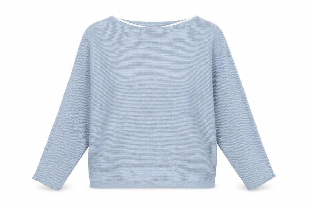 Vero Moda Women Blue S Boat Neck 3/4 Sleeve Fine Knit Pullover Jumper