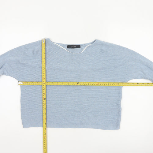 Vero Moda Women Blue S Boat Neck 3/4 Sleeve Fine Knit Pullover Jumper