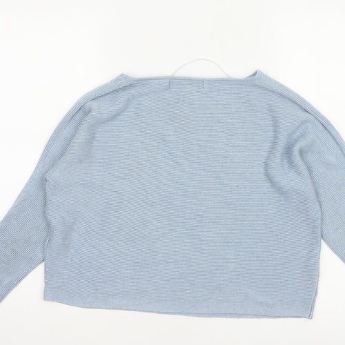 Vero Moda Women Blue S Boat Neck 3/4 Sleeve Fine Knit Pullover Jumper