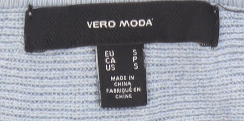 Vero Moda Women Blue S Boat Neck 3/4 Sleeve Fine Knit Pullover Jumper