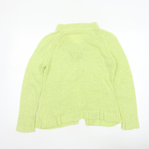 Canda Women Yellow Knit Button Cardigan Size S Collared Pockets