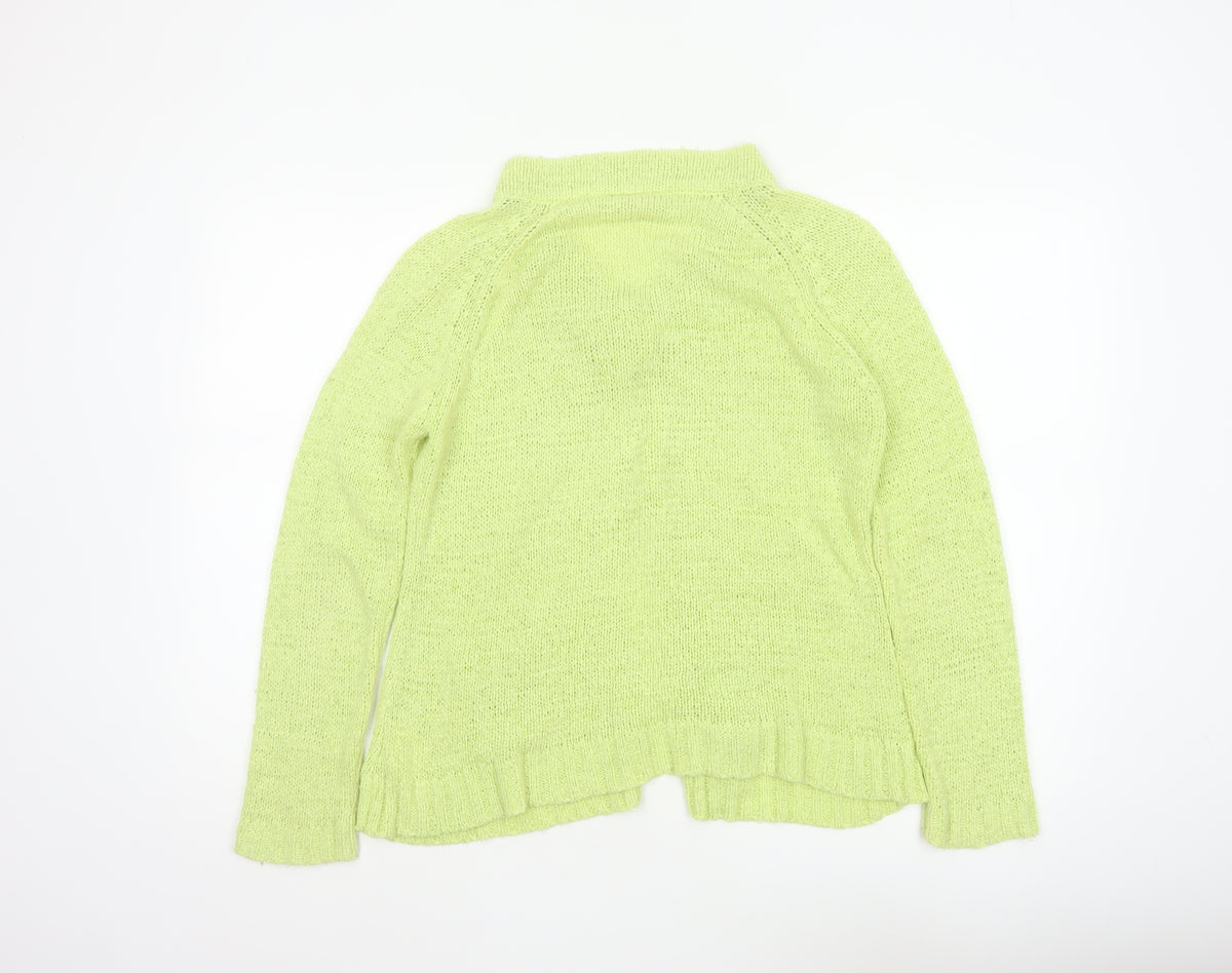 Canda Women Yellow Knit Button Cardigan Size S Collared Pockets