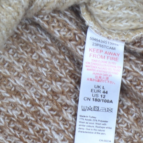 Topshop Women Beige Chunky Knit Button Cardigan Size L