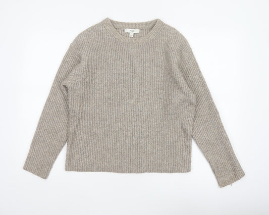Marks and Spencer Women Beige S Chunky Knit Crew Neck Jumper