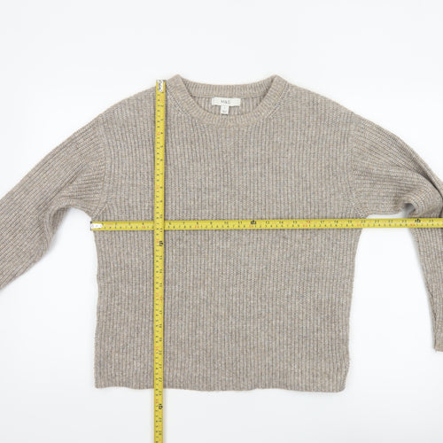 Marks and Spencer Women Beige S Chunky Knit Crew Neck Jumper