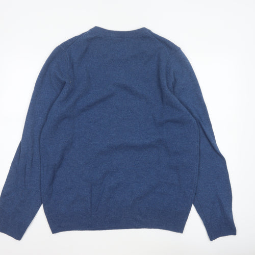 Marks and Spencer Men Blue L Lambswool Crew Neck Pullover Jumper