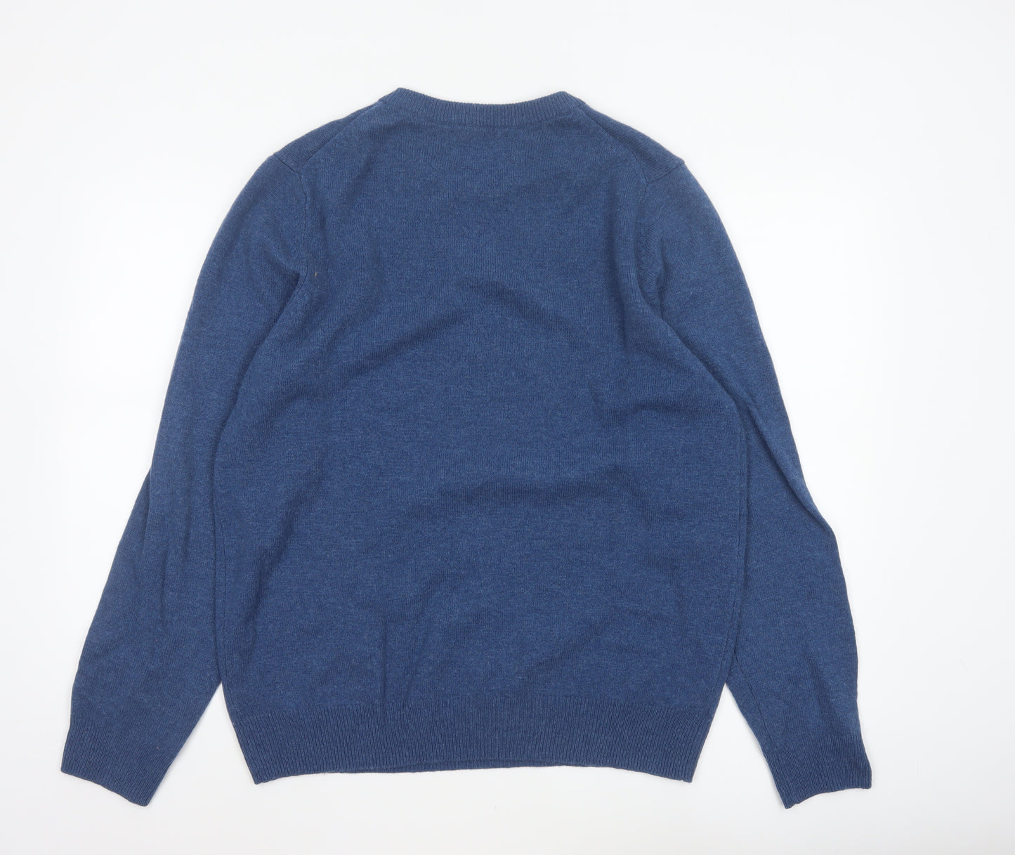 Marks and Spencer Men Blue L Lambswool Crew Neck Pullover Jumper