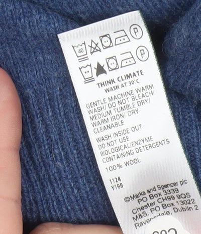Marks and Spencer Men Blue L Lambswool Crew Neck Pullover Jumper