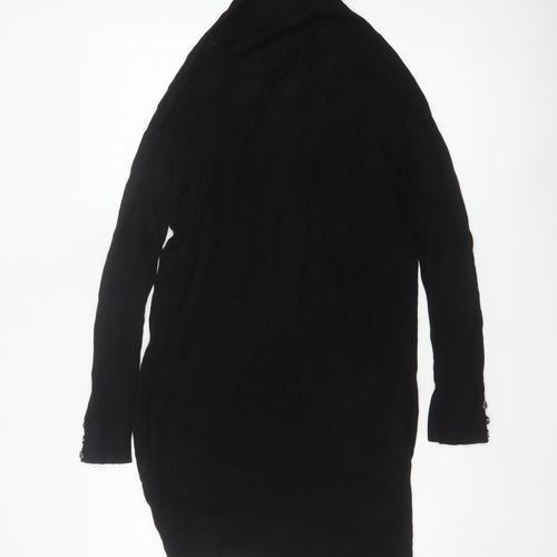 Wallis Women Black S Longline Open High Neck Viscose Cardigan