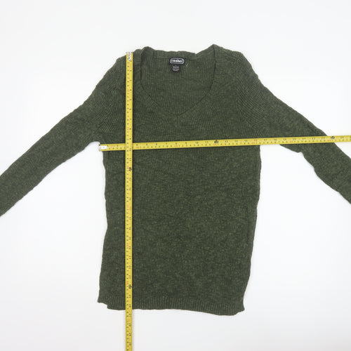 Cashel Women’s Green V-Neck Ribbed Knit Jumper Size L Cotton Blend