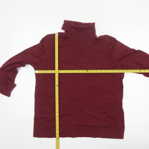 Lands' End Women's Red Cotton Roll Neck Knit Jumper Size M